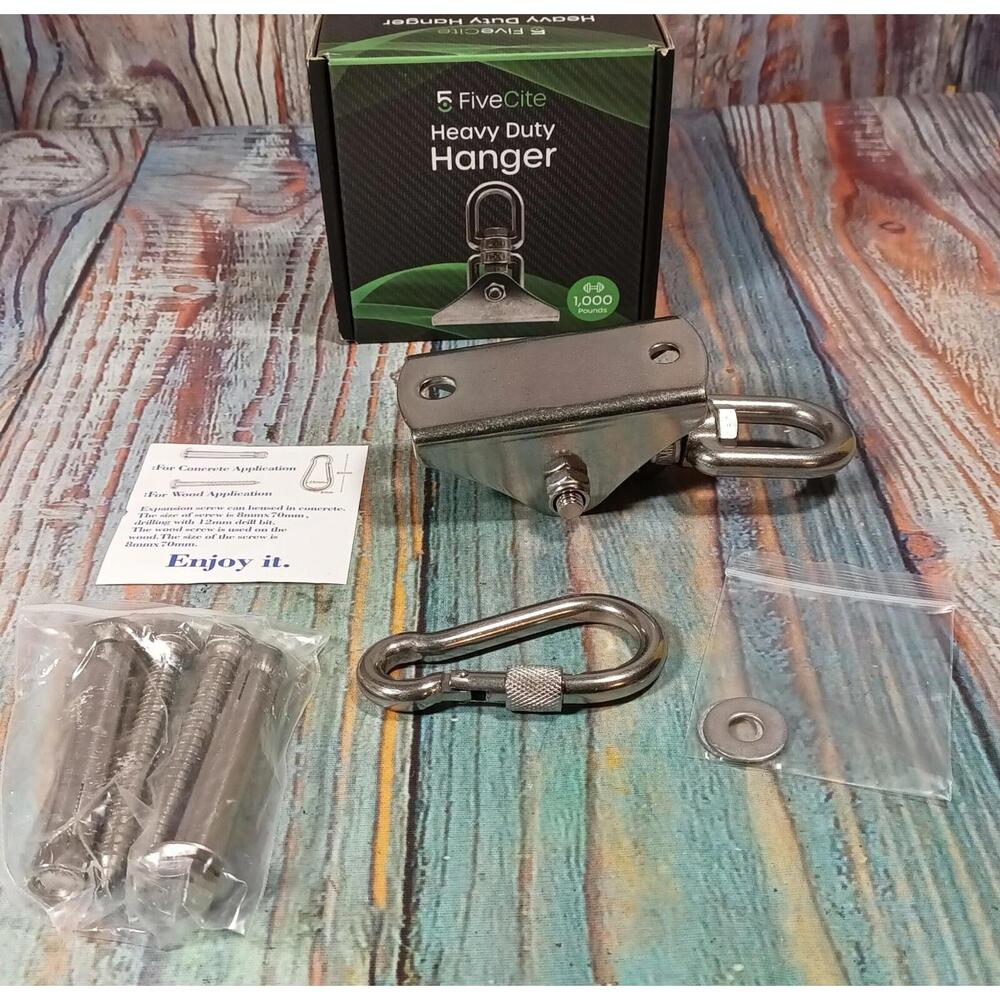 FiveCite Heavy Duty Hanger with Lock‎ Nut Carabiner and Mounting Hardware
